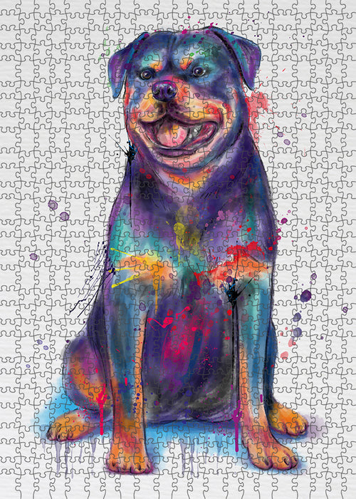 Watercolor Rottweiler Dog Puzzle with Photo Tin PUZL97196