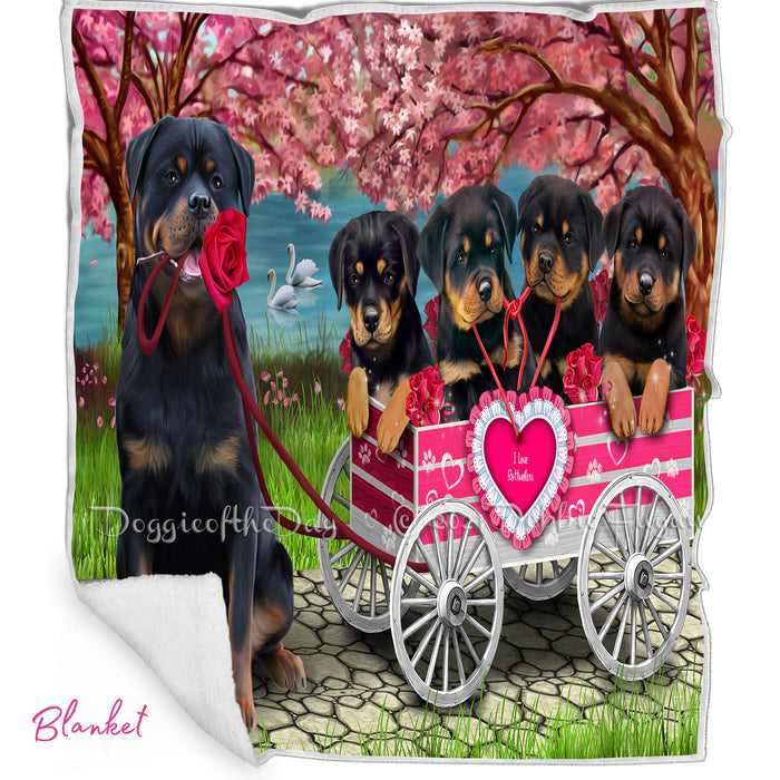 Mother's Day Gift Basket Rottweiler Dogs Blanket, Pillow, Coasters, Magnet, Coffee Mug and Ornament