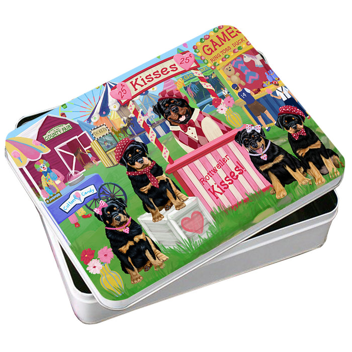 Carnival Kissing Booth Rottweilers Dog Photo Storage Tin PITN55861