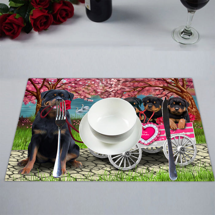 I Love Rottweiler Dogs in a Cart Placemat