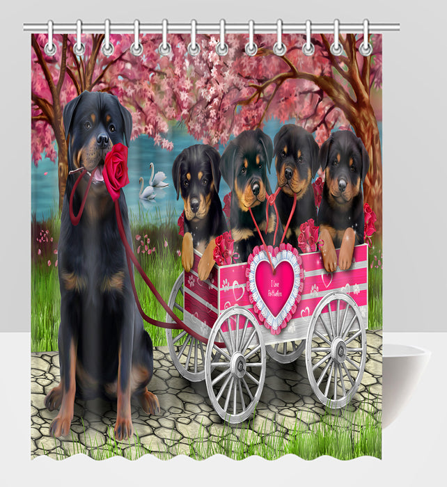 I Love Rottweiler Dogs in a Cart Shower Curtain