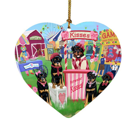Carnival Kissing Booth Rottweilers Dog Heart Christmas Ornament HPOR56274