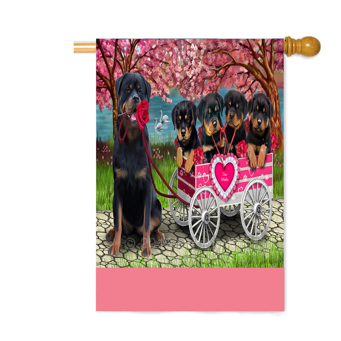 Personalized I Love Rottweiler Dogs in a Cart Custom House Flag FLG-DOTD-A62233