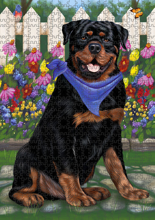 Spring Floral Rottweiler Dog Puzzle with Photo Tin PUZL54534
