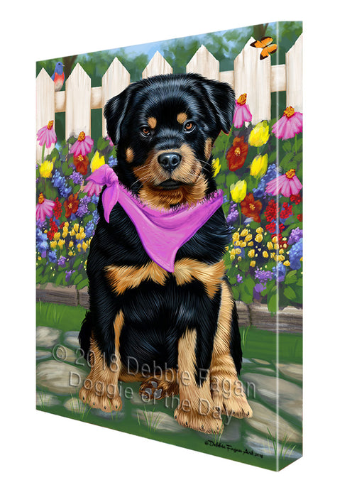 Spring Floral Rottweiler Dog Canvas Wall Art CVS67021