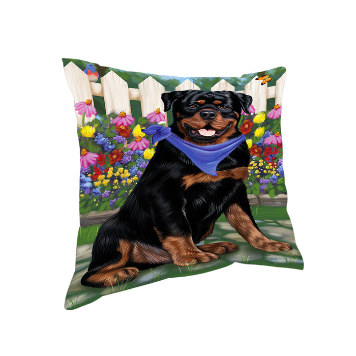 Spring Floral Rottweiler Dog Pillow PIL56960