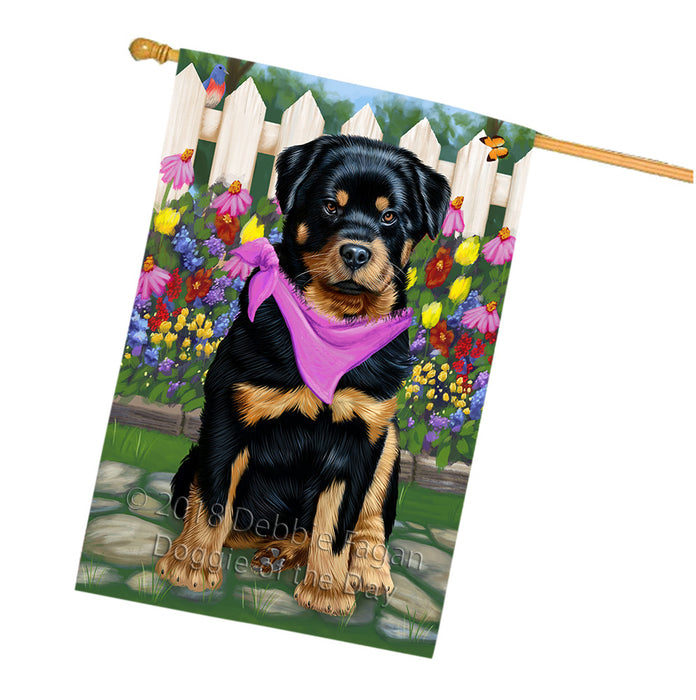 Spring Floral Rottweiler Dog House Flag FLG50106