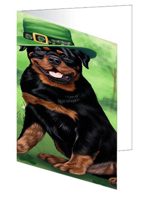 St. Patricks Day Irish Portrait Rottweiler Dog Handmade Artwork Assorted Pets Greeting Cards and Note Cards with Envelopes for All Occasions and Holiday Seasons GCD52139