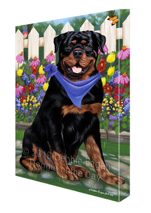 Spring Floral Rottweiler Dog Canvas Wall Art CVS68236