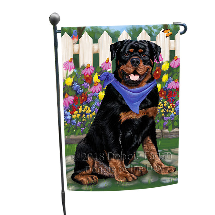 Spring Floral Rottweiler Dog Garden Flag GFLG50105