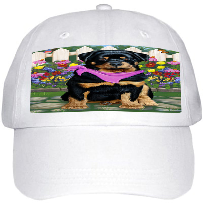 Spring Floral Rottweiler Dog Ball Hat Cap HAT59709