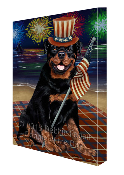 4th of July Independence Day Firework Rottweiler Dog Canvas Wall Art CVS56469