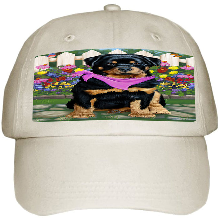 Spring Floral Rottweiler Dog Ball Hat Cap HAT59709