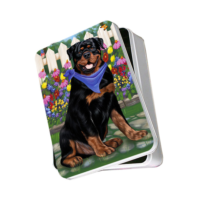 Spring Floral Rottweiler Dog Photo Storage Tin PITN50218