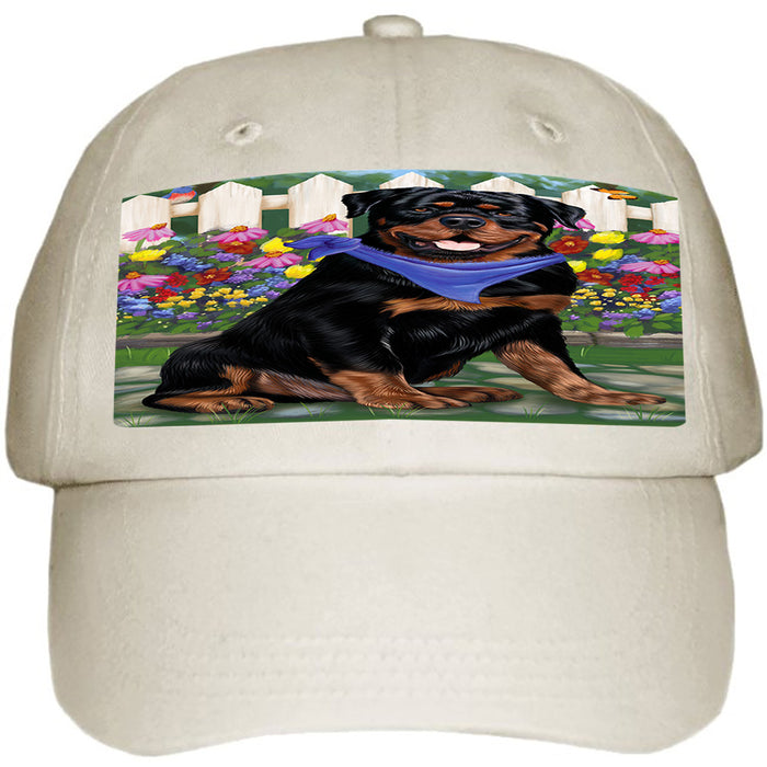 Spring Floral Rottweiler Dog Ball Hat Cap HAT54405