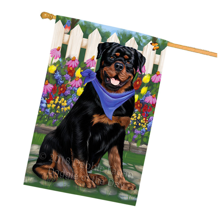 Spring Floral Rottweiler Dog House Flag FLG50241