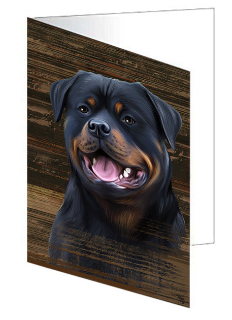 Rustic Rottweiler Dog Handmade Artwork Assorted Pets Greeting Cards and Note Cards with Envelopes for All Occasions and Holiday Seasons GCD55439