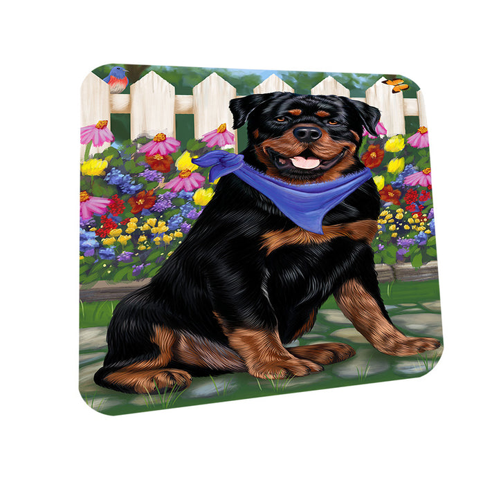 Spring Floral Rottweiler Dog Coasters Set of 4 CST50177