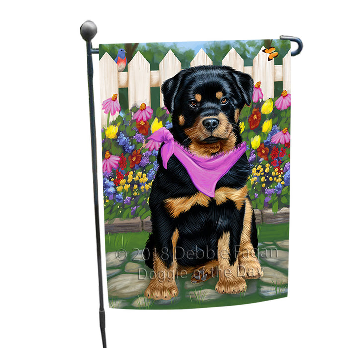 Spring Floral Rottweiler Dog Garden Flag GFLG49970