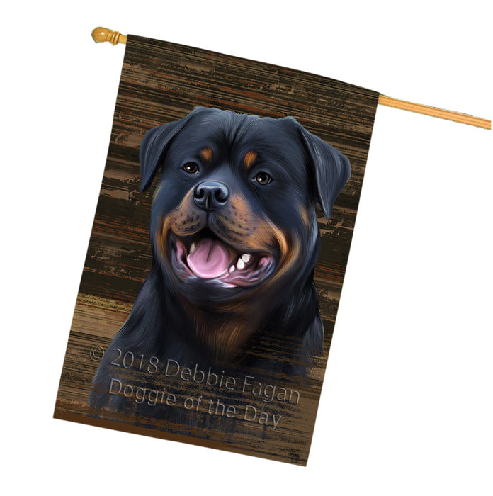 Rustic Rottweiler Dog House Flag FLG50487