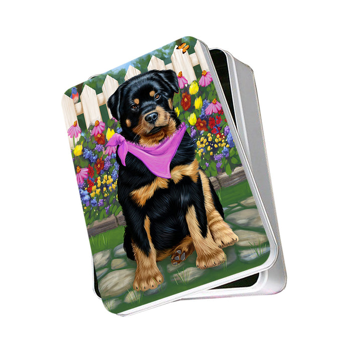 Spring Floral Rottweiler Dog Photo Storage Tin PITN51800