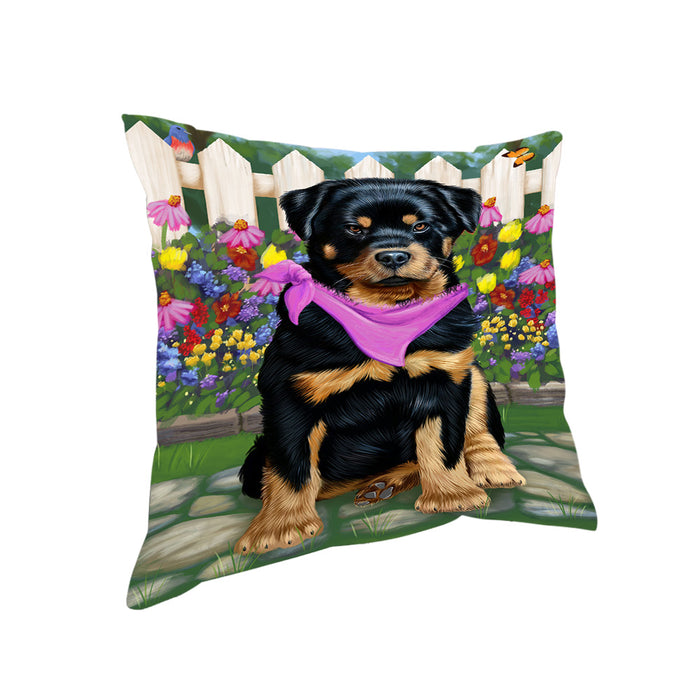 Spring Floral Rottweiler Dog Pillow PIL56420