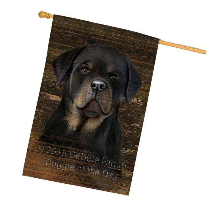 Rustic Rottweiler Dog House Flag FLG50614