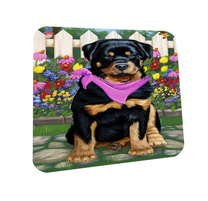 Spring Floral Rottweiler Dog Coasters Set of 4 CST52103