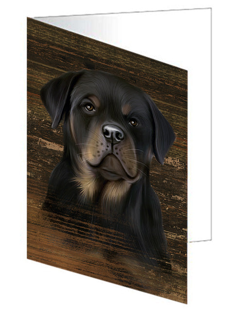 Rustic Rottweiler Dog Handmade Artwork Assorted Pets Greeting Cards and Note Cards with Envelopes for All Occasions and Holiday Seasons GCD55820