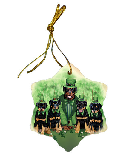St. Patricks Day Irish Family Portrait Rottweilers Dog Star Porcelain Ornament SPOR49363