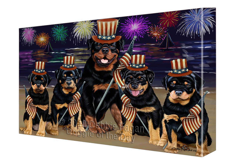 4th of July Independence Day Firework Rottweilers Dog Canvas Wall Art CVS56478
