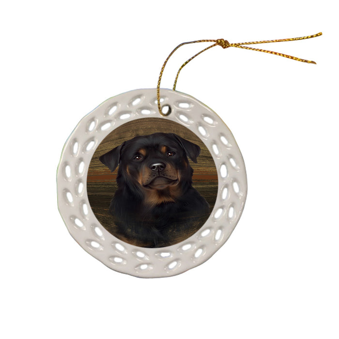 Rustic Rottweiler Dog Ceramic Doily Ornament DPOR50586