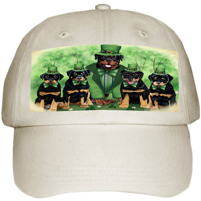 St. Patricks Day Irish Family Portrait Rottweilers Dog Ball Hat Cap HAT51846