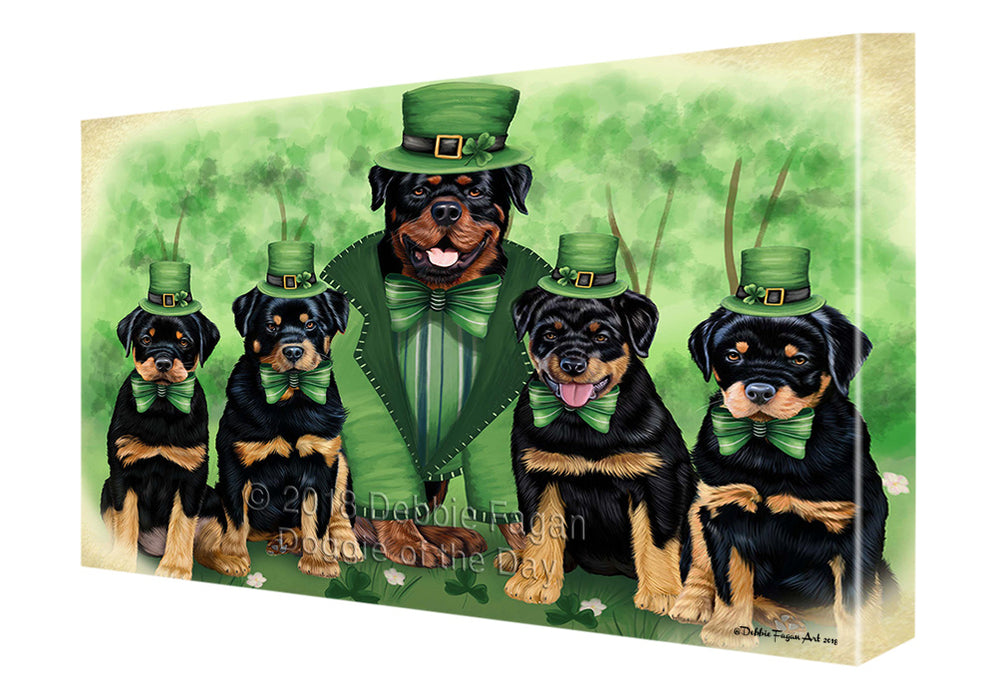 St. Patricks Day Irish Family Portrait Rottweilers Dog Canvas Wall Art CVS59232