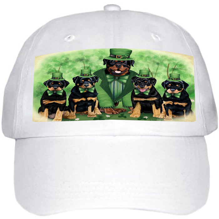 St. Patricks Day Irish Family Portrait Rottweilers Dog Ball Hat Cap HAT51846