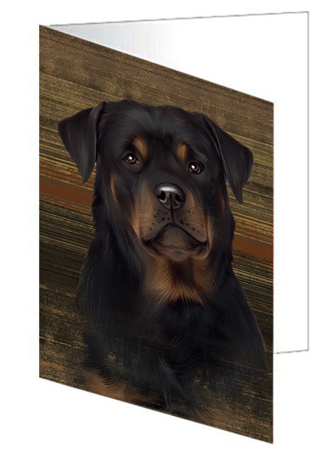 Rustic Rottweiler Dog Handmade Artwork Assorted Pets Greeting Cards and Note Cards with Envelopes for All Occasions and Holiday Seasons GCD55823