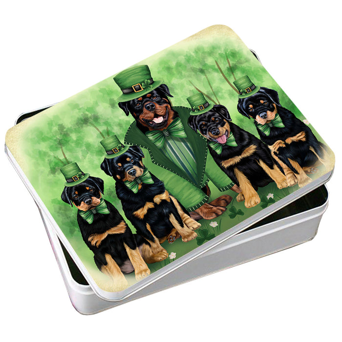 St. Patricks Day Irish Family Portrait Rottweilers Dog Photo Storage Tin PITN49371