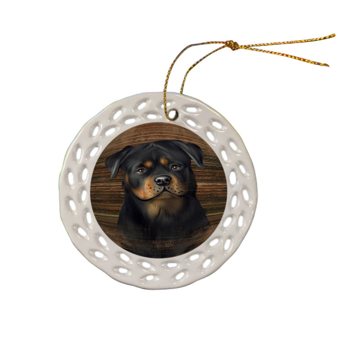 Rustic Rottweiler Dog Ceramic Doily Ornament DPOR50587