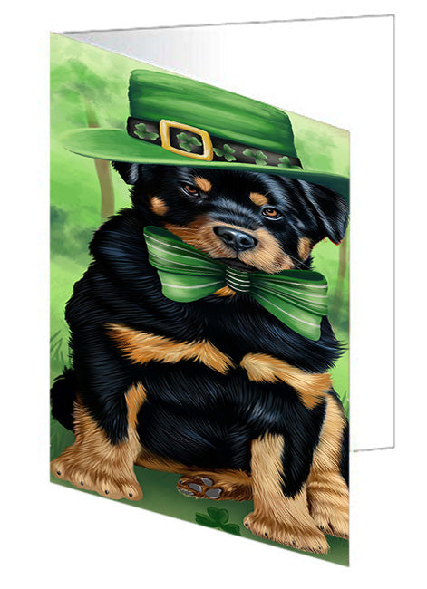 St. Patricks Day Irish Portrait Rottweiler Dog Handmade Artwork Assorted Pets Greeting Cards and Note Cards with Envelopes for All Occasions and Holiday Seasons GCD52145