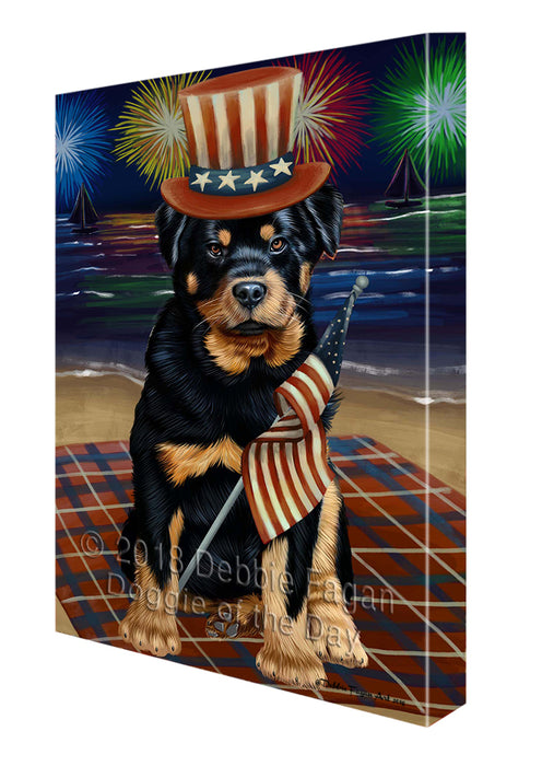 4th of July Independence Day Firework Rottweiler Dog Canvas Wall Art CVS56487