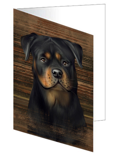 Rustic Rottweiler Dog Handmade Artwork Assorted Pets Greeting Cards and Note Cards with Envelopes for All Occasions and Holiday Seasons GCD55826