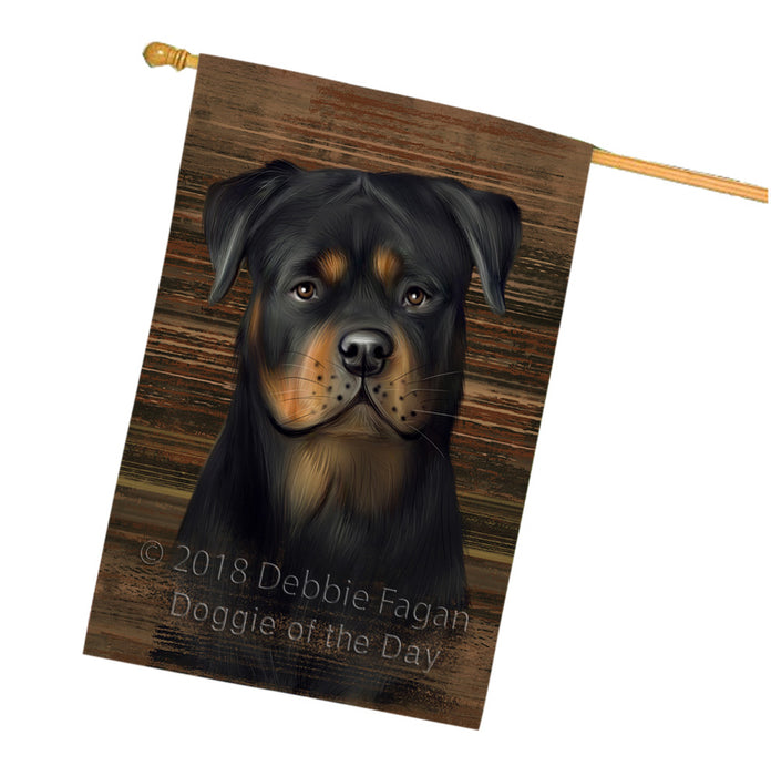 Rustic Rottweiler Dog House Flag FLG50616