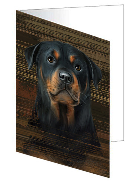 Rustic Rottweiler Dog Handmade Artwork Assorted Pets Greeting Cards and Note Cards with Envelopes for All Occasions and Holiday Seasons GCD55829