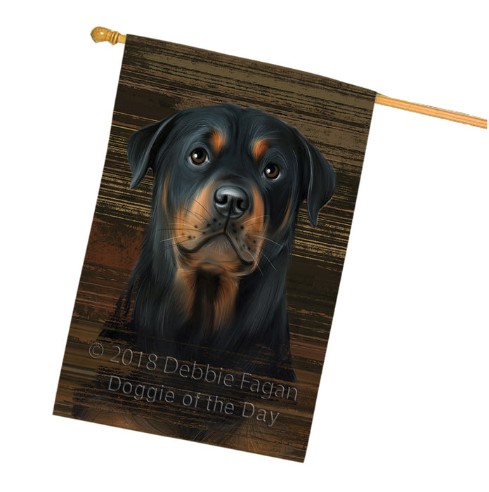 Rustic Rottweiler Dog House Flag FLG50617