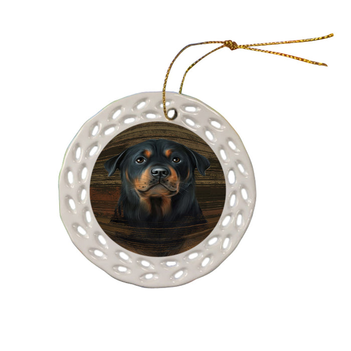 Rustic Rottweiler Dog Ceramic Doily Ornament DPOR50588