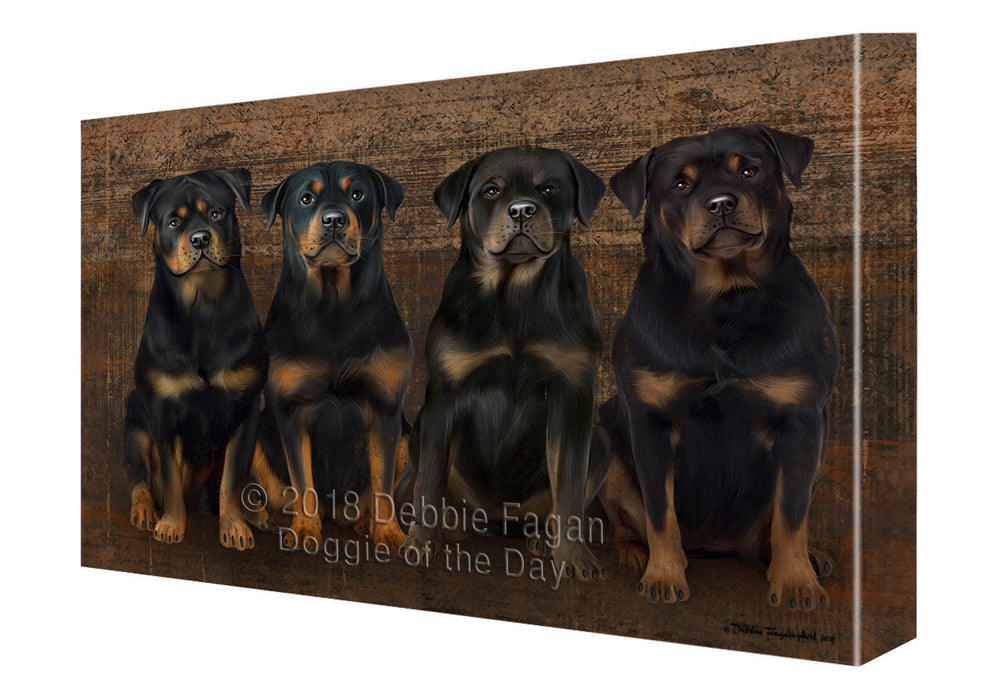 Rustic 4 Rottweilers Dog Canvas Wall Art CVS50385