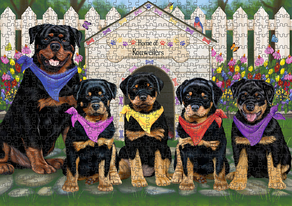 Spring Dog House Rottweilers Dog Puzzle with Photo Tin PUZL54078