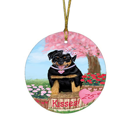 Rosie 25 Cent Kisses Rottweiler Dog Round Flat Christmas Ornament RFPOR56360