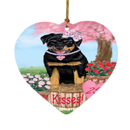 Rosie 25 Cent Kisses Rottweiler Dog Heart Christmas Ornament HPOR56360