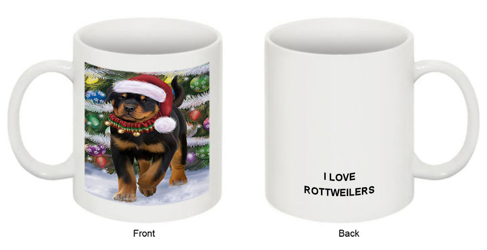 Trotting in the Snow Rottweiler Dog Coffee Mug MUG49987